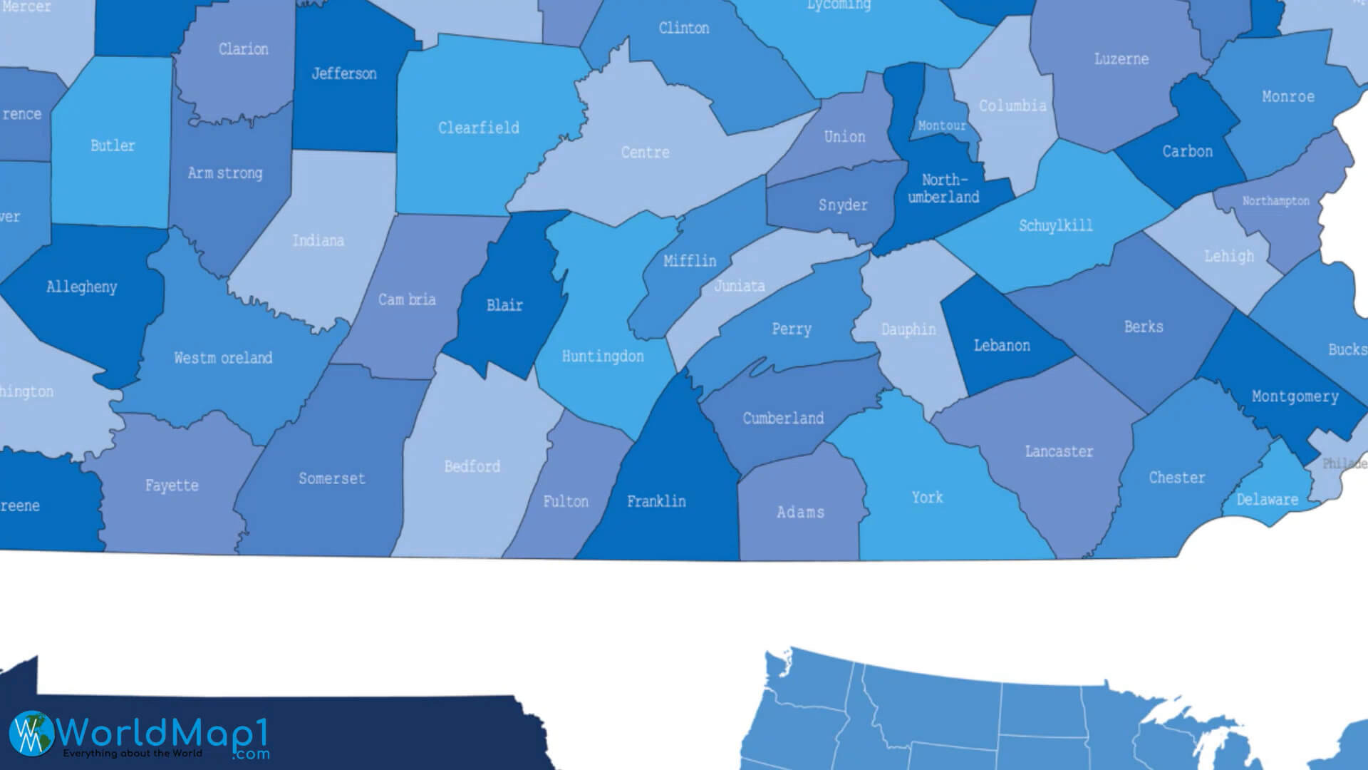 South Pennsylvania Counties Map